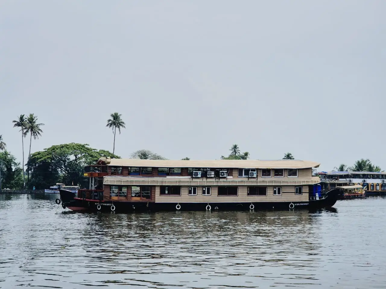 Five-bedroom double-decker luxury houseboat cruising the Alleppey backwaters